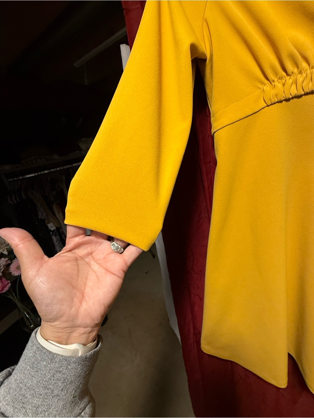 Calvin Klein Mustard Yellow A-Line Long Sleeve Dress - Picture 5 of 5
